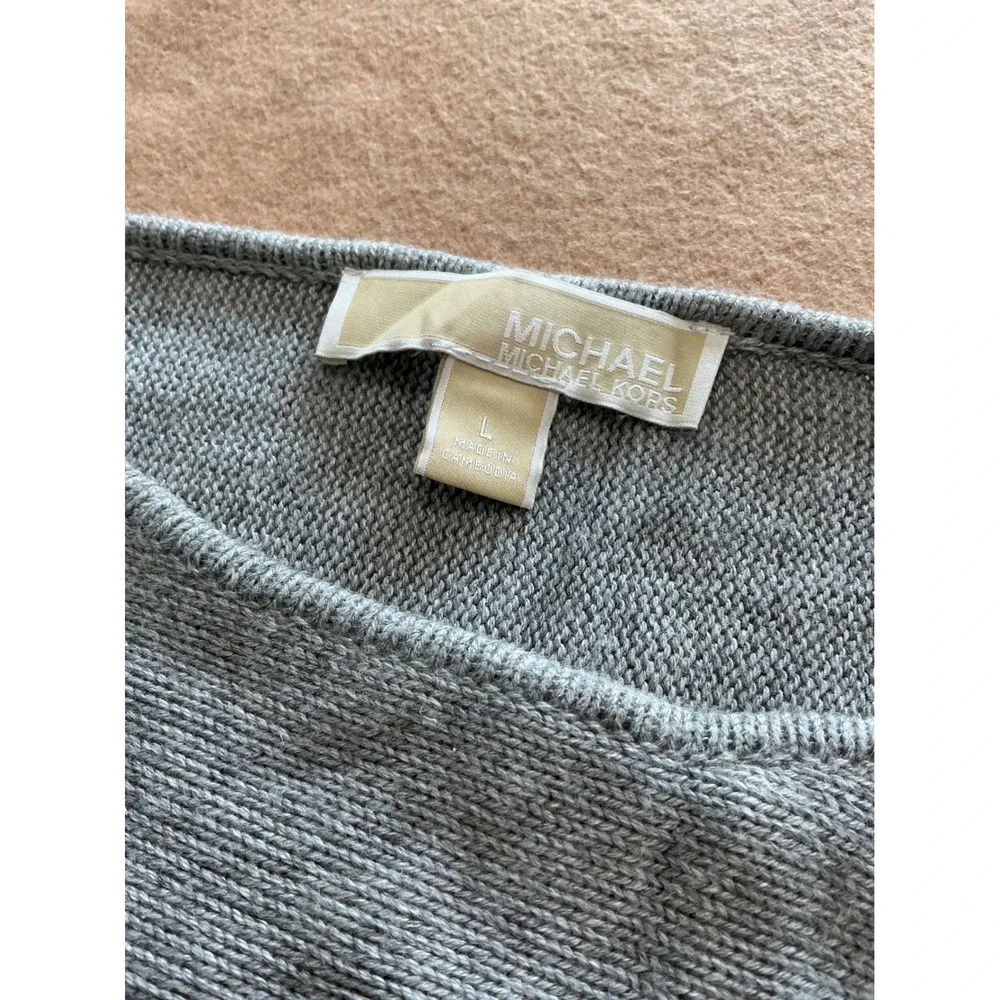 Michael Kors Sweater Womens Large Gray Excellent Side Zip High Low Knit Pullover